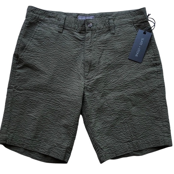 Slate & Stone Olive Green Seersucker Shorts Size 30 NWT - Picture 1 of 13
